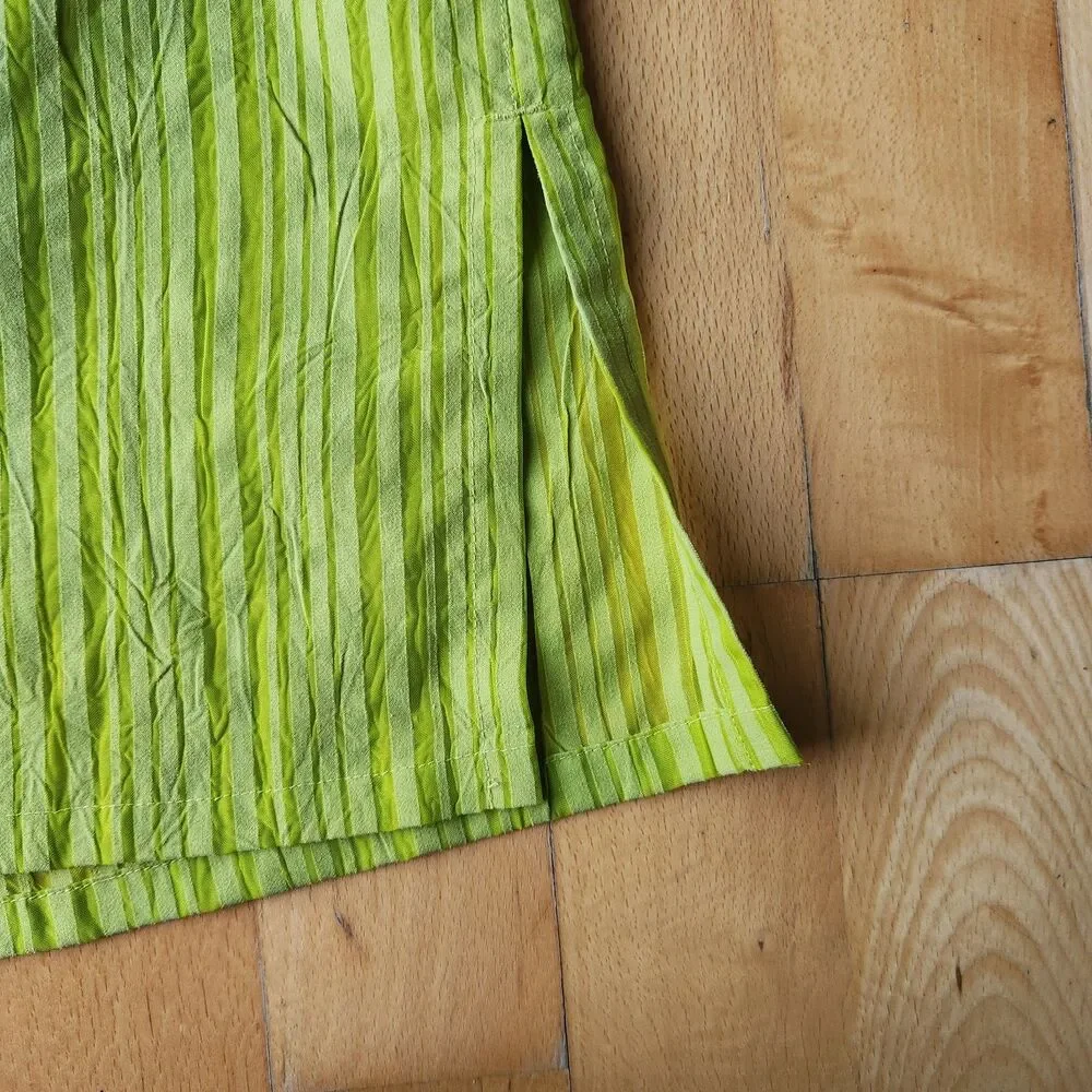 Additions by Chico's 3/4 Sleeve Green Striped Blouse/ Tunic, Size 1